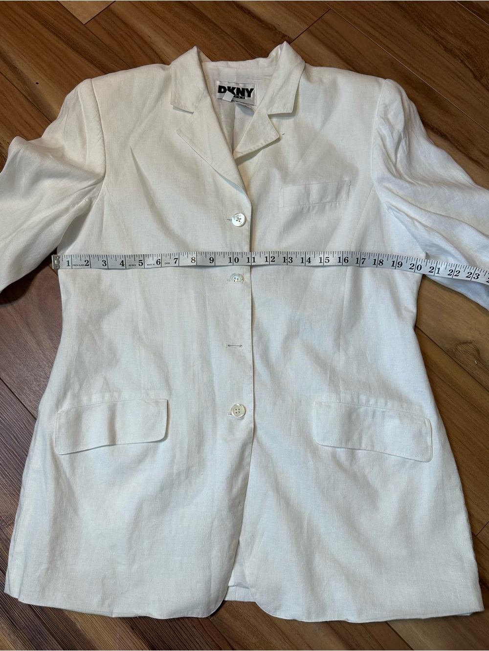 DKNY Women's Cream-White Linen Blend Blazer Jacket - Picture 4 of 11